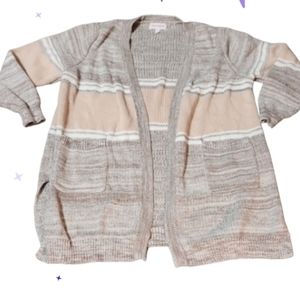 Xl cardigan sweater. Peachy tan? and taupe